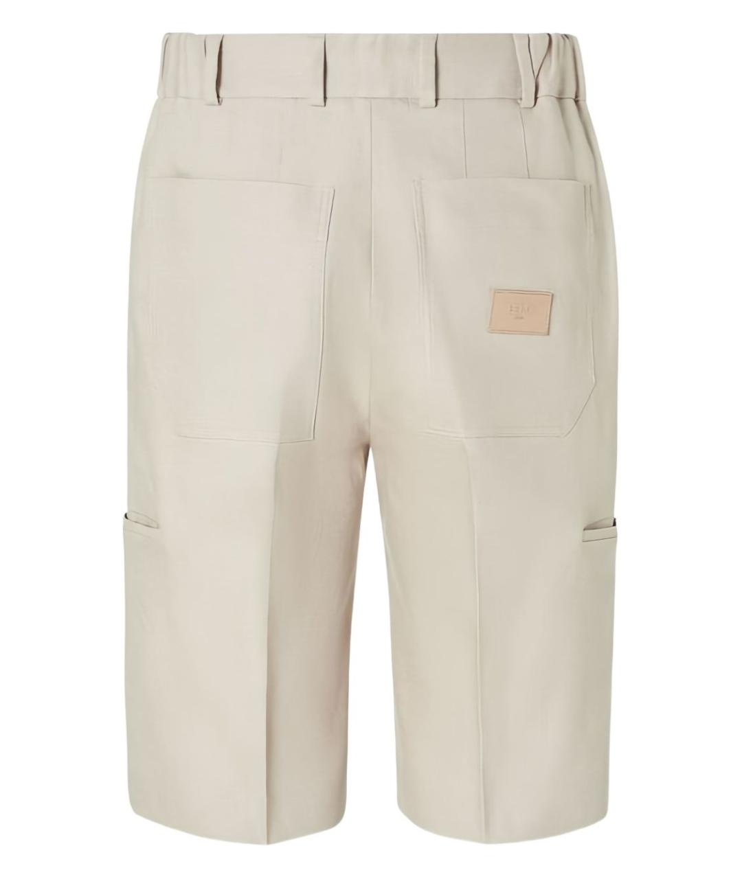 FENDI Бежевые льняные шорты, фото 2