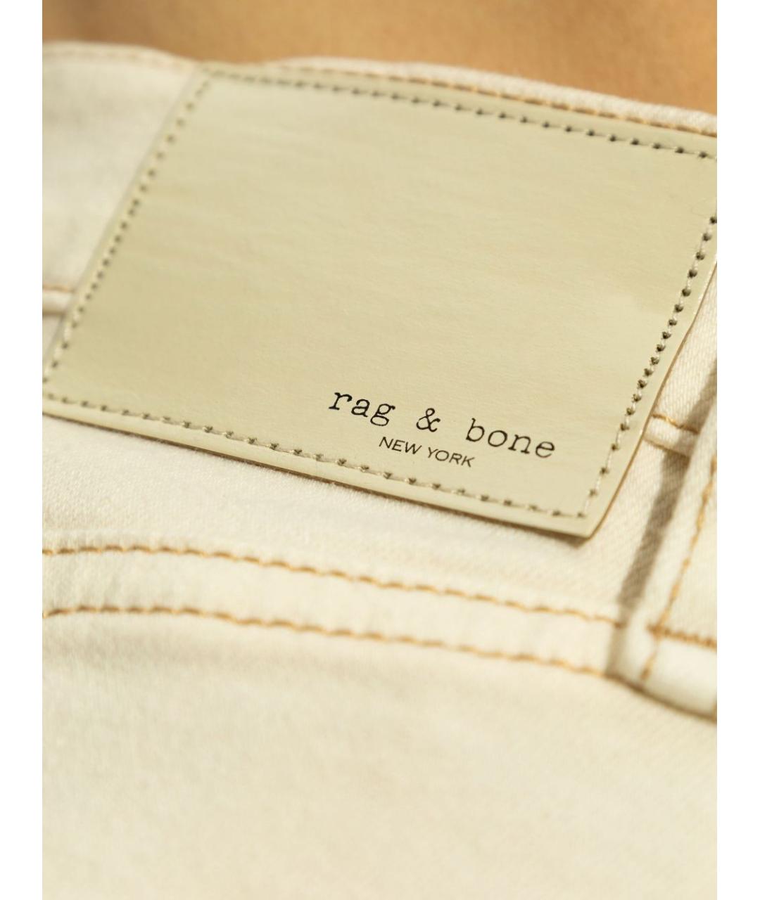 RAG & BONE Бежевые хлопковые прямые джинсы, фото 4
