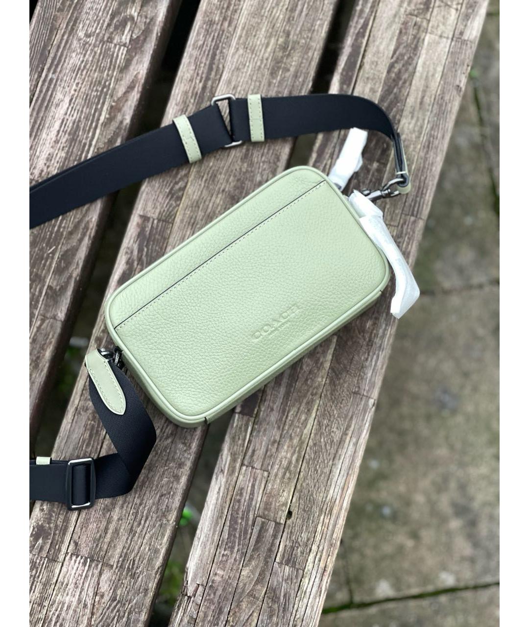 COACH Зеленая кожаная сумка на плечо, фото 3