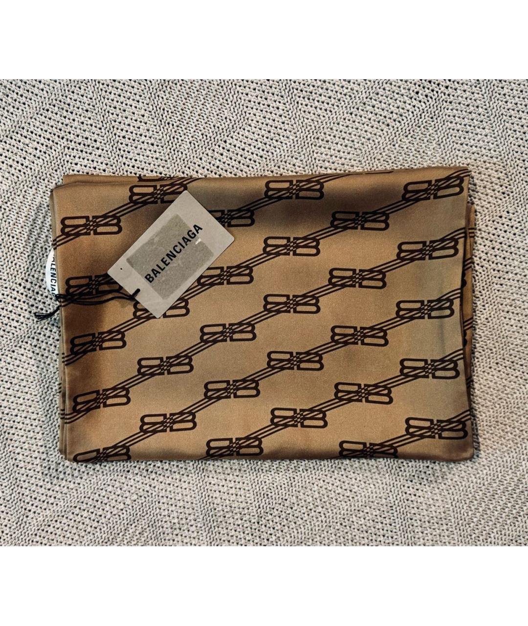 BALENCIAGA Бежевый шелковый платок, фото 4