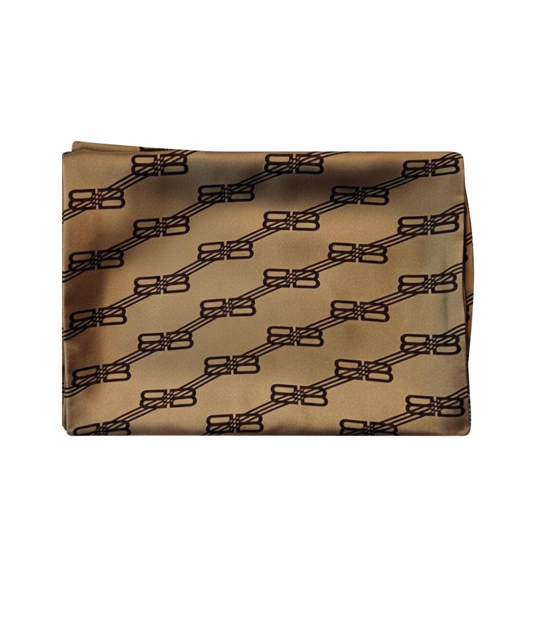 BALENCIAGA Бежевый шелковый платок, фото 1