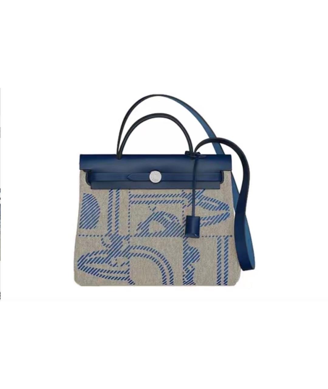 HERMES Синяя кожаная сумка тоут, фото 1