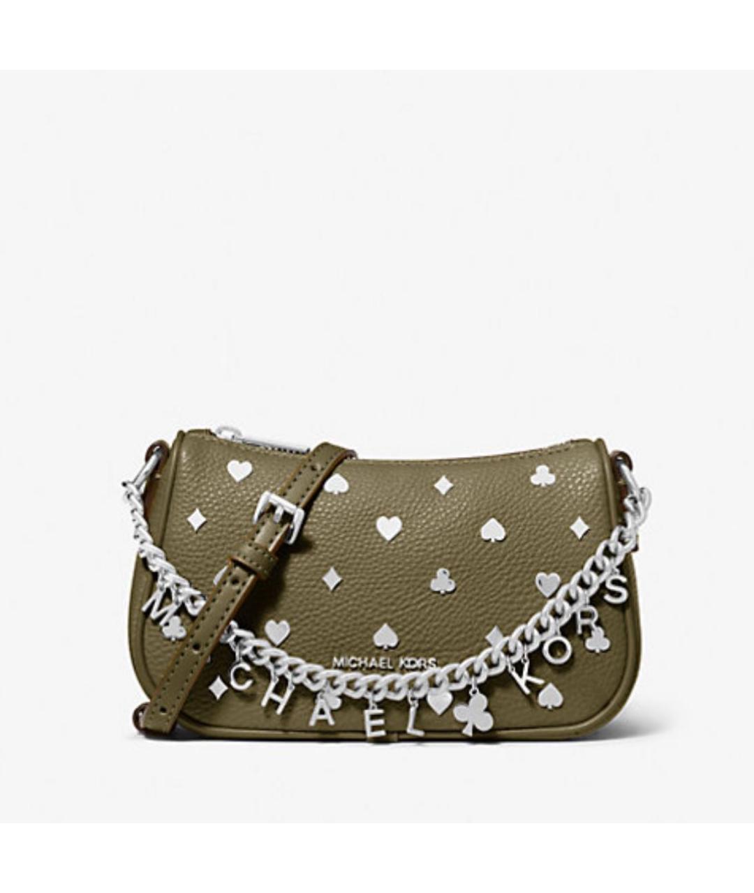 MICHAEL KORS Хаки сумка через плечо из искусственной кожи, фото 9