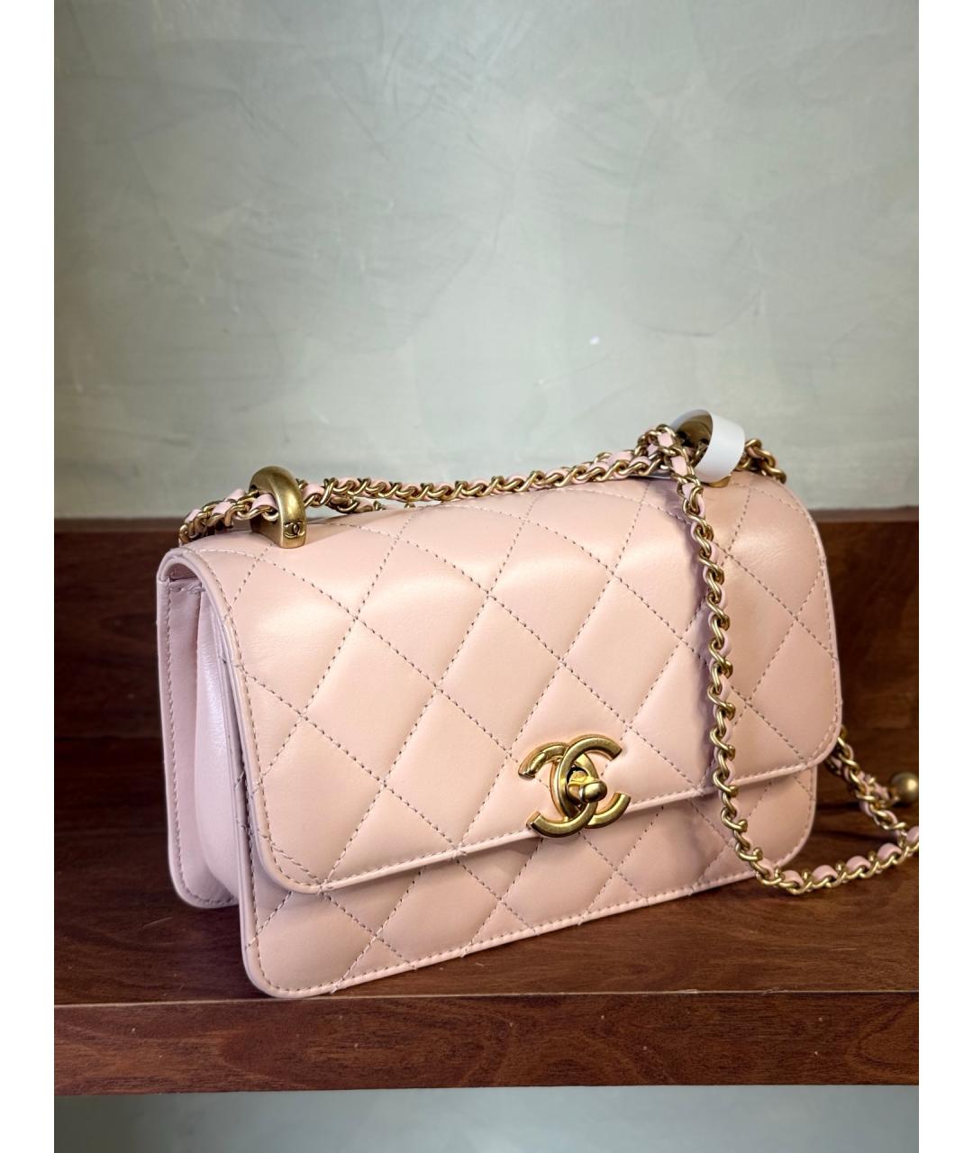 CHANEL Розовая кожаная сумка через плечо, фото 4