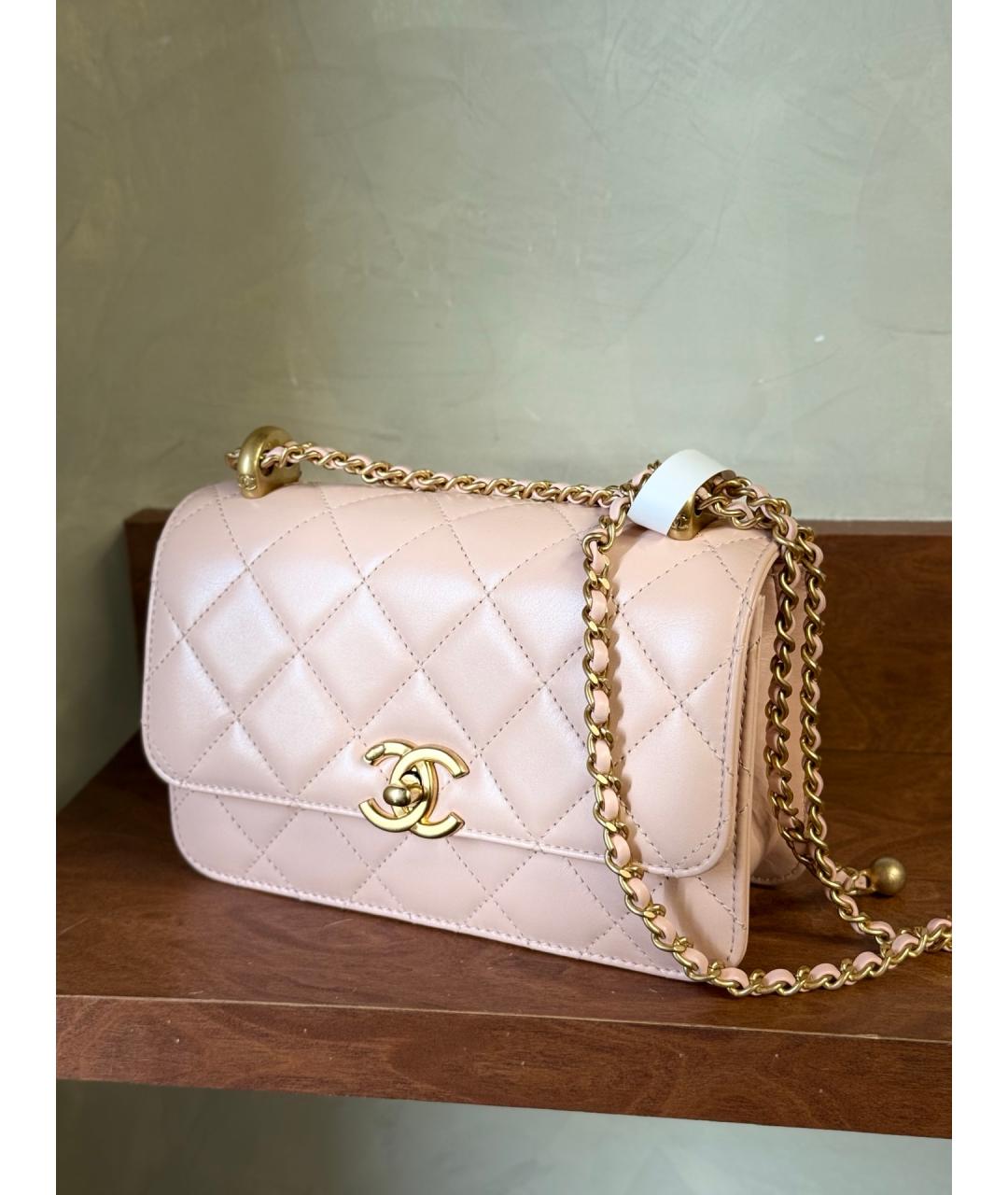 CHANEL Розовая кожаная сумка через плечо, фото 5