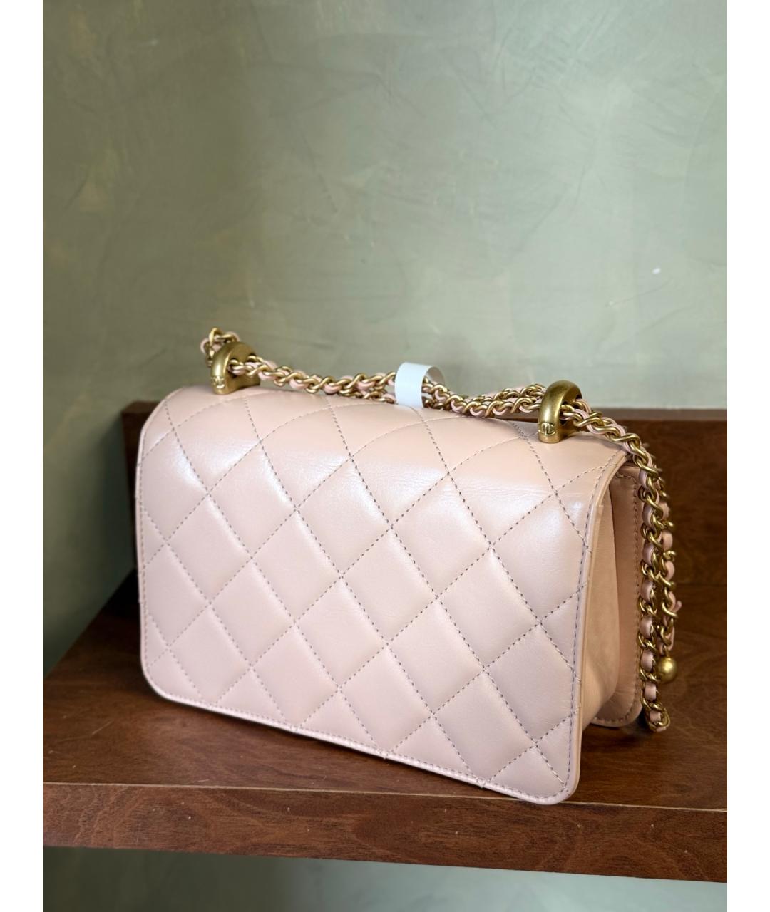 CHANEL Розовая кожаная сумка через плечо, фото 8
