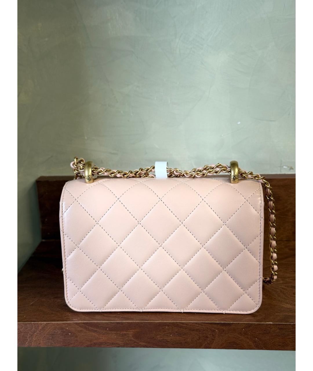 CHANEL Розовая кожаная сумка через плечо, фото 7