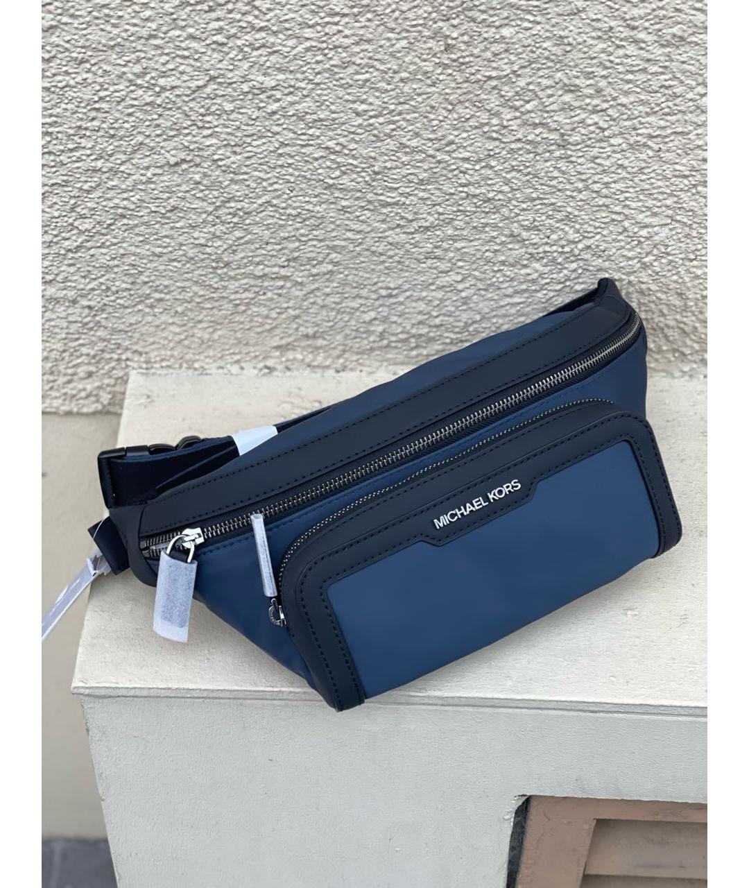 MICHAEL KORS Темно-синяя тканевая поясная сумка, фото 2