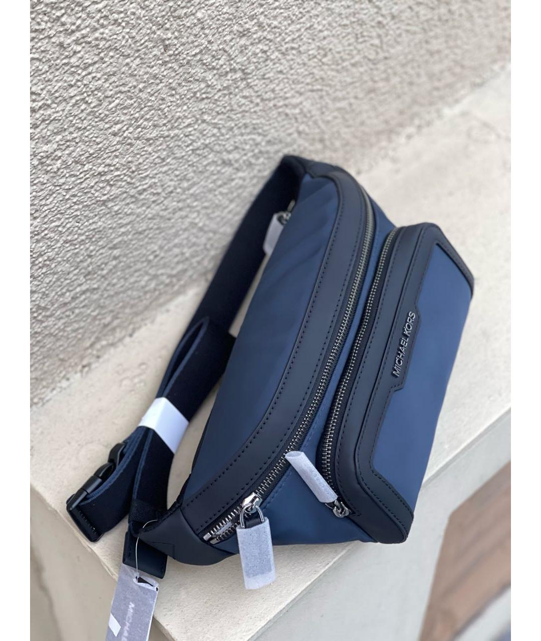 MICHAEL KORS Темно-синяя тканевая поясная сумка, фото 3