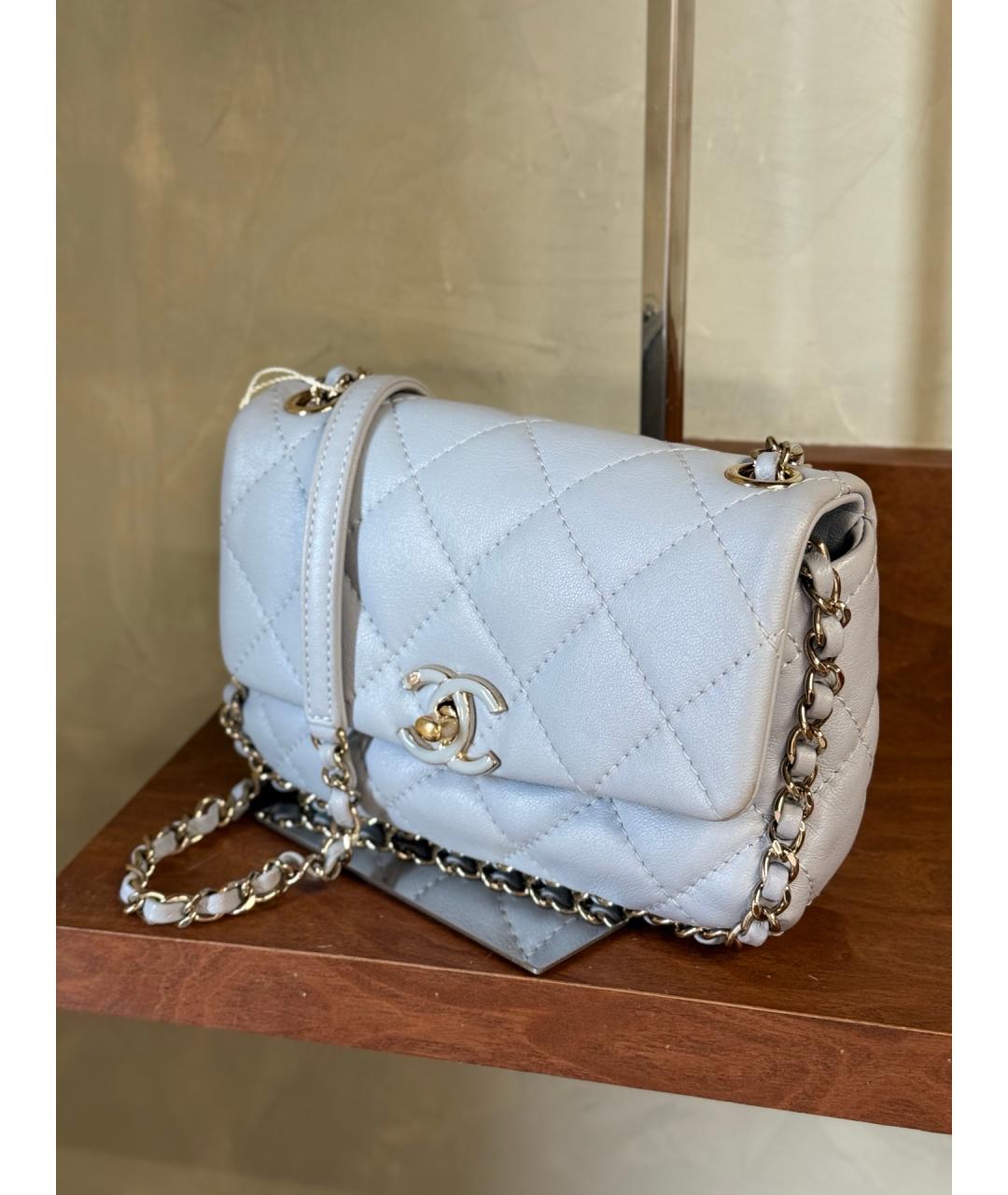 CHANEL Голубая кожаная сумка через плечо, фото 4