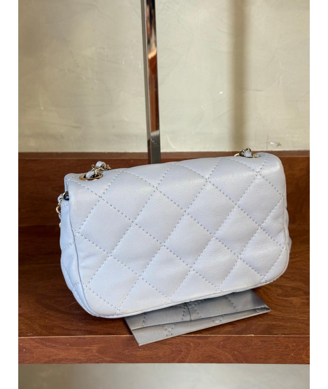 CHANEL Голубая кожаная сумка через плечо, фото 7