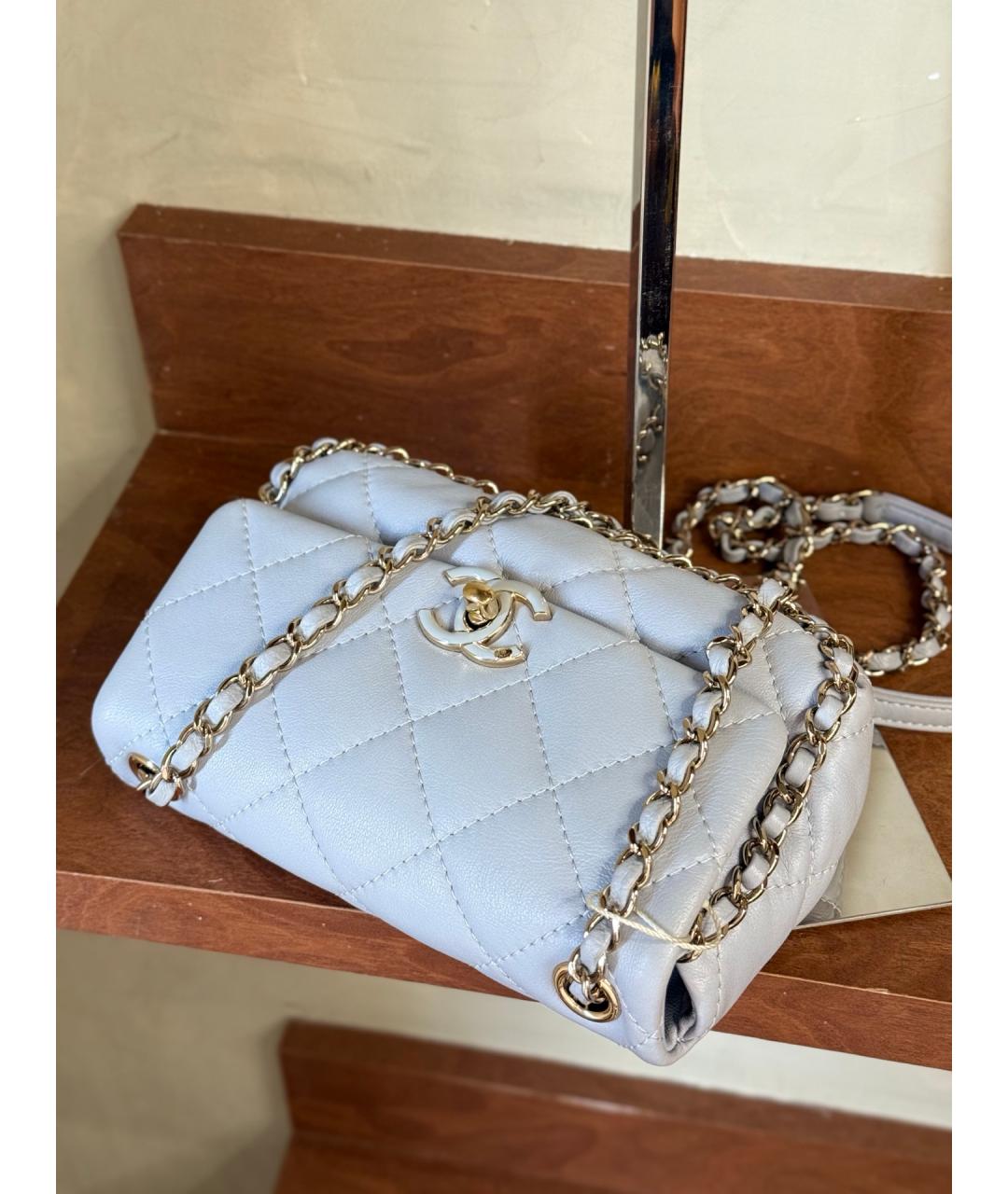 CHANEL Голубая кожаная сумка через плечо, фото 8