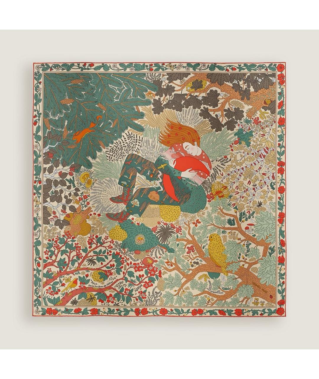 HERMES Зеленый шелковый платок, фото 3