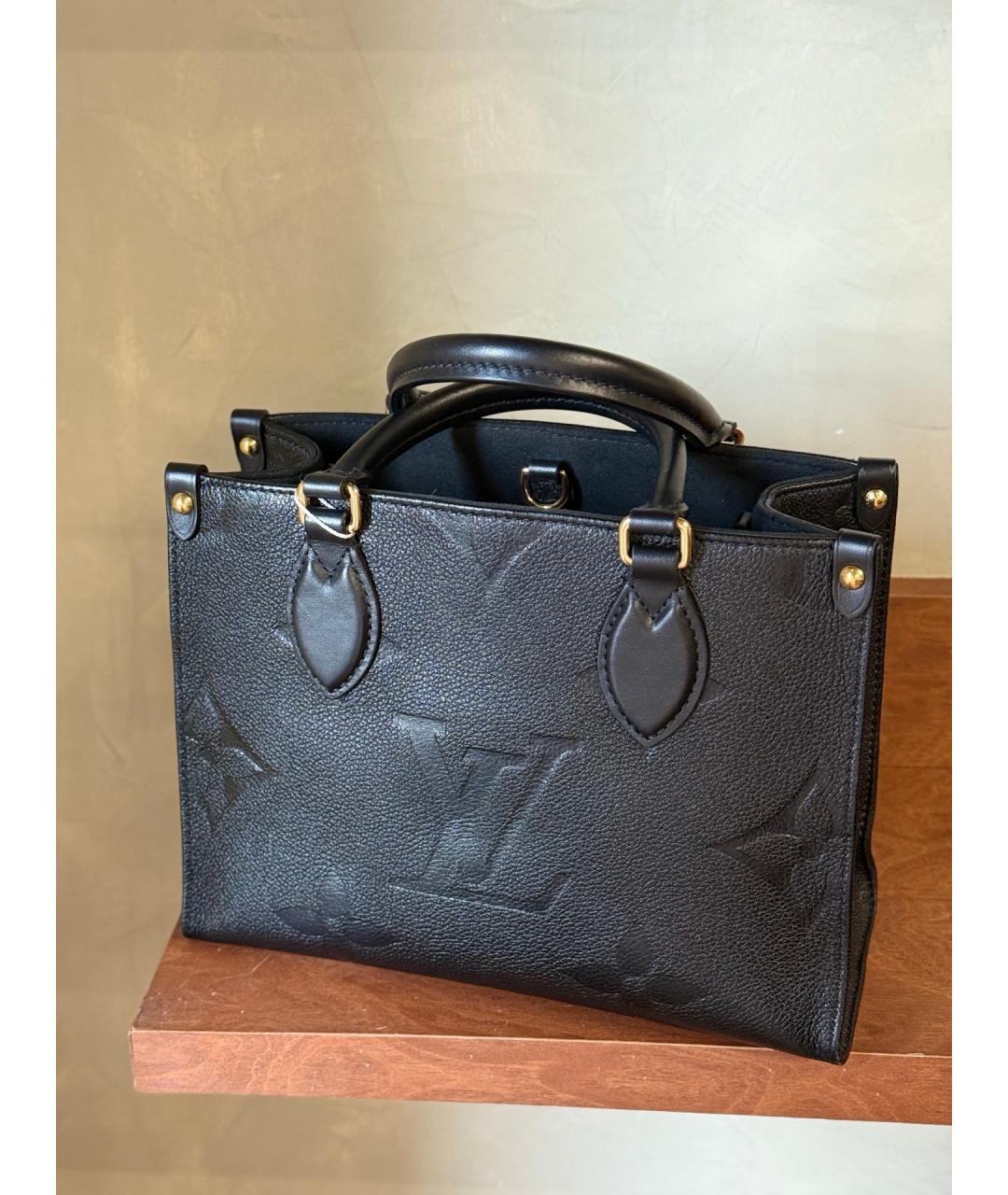 LOUIS VUITTON Черная кожаная сумка с короткими ручками, фото 6