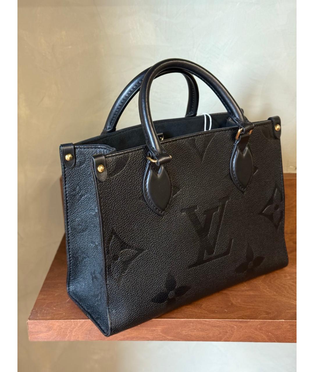 LOUIS VUITTON Черная кожаная сумка с короткими ручками, фото 4