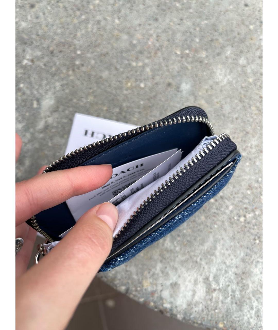 COACH Темно-синий кожаный кошелек, фото 5
