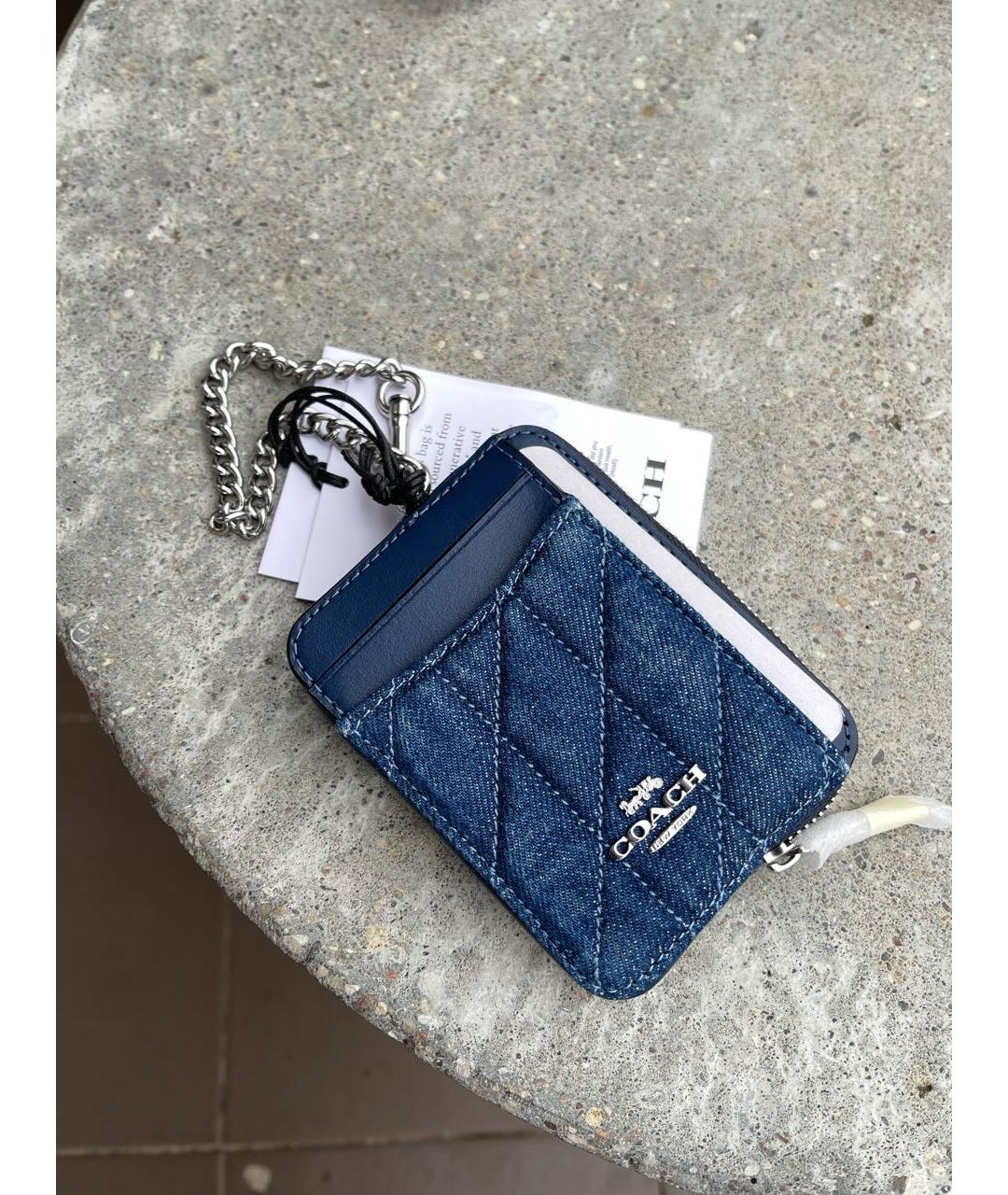 COACH Темно-синий кожаный кошелек, фото 2