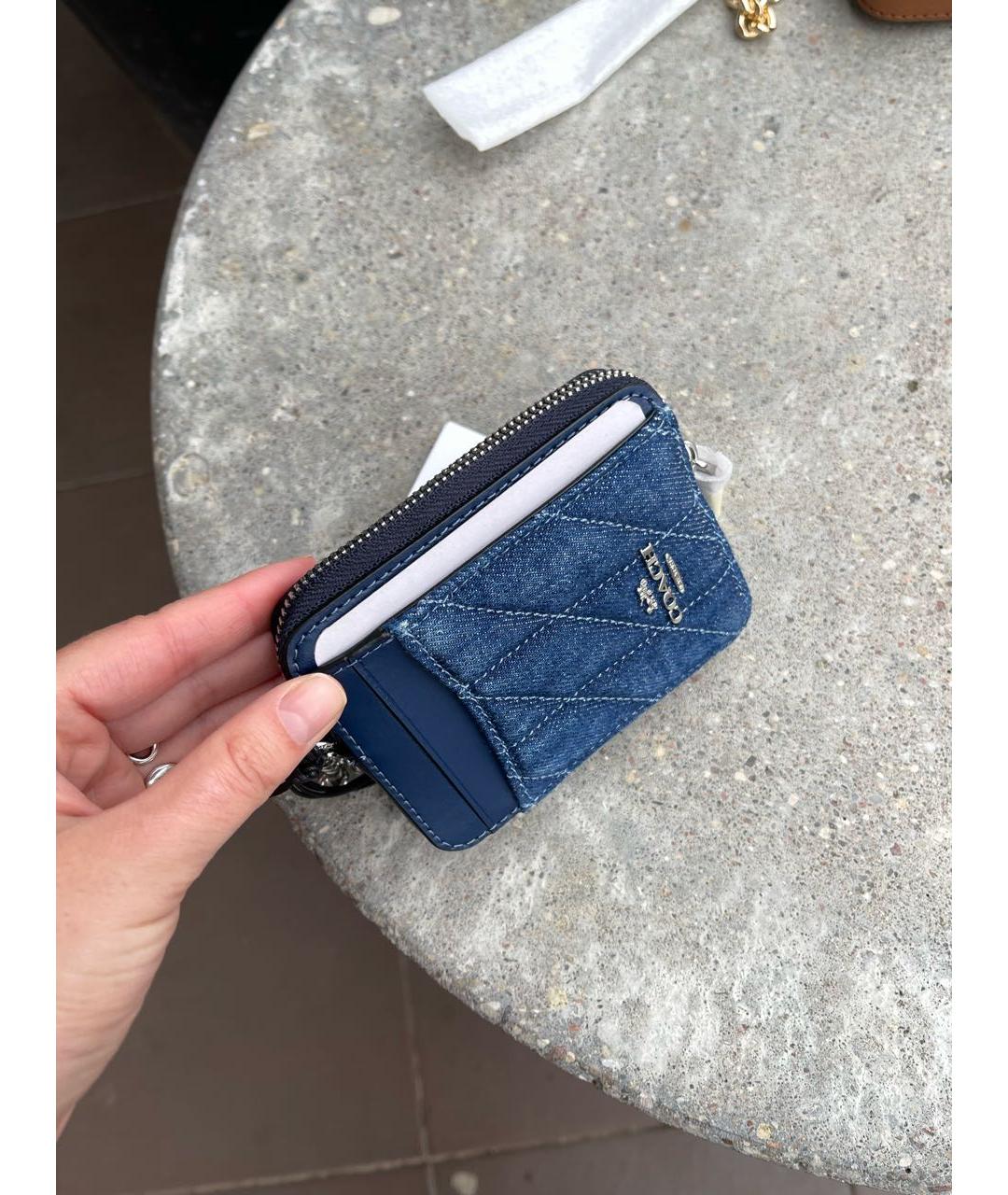 COACH Темно-синий кожаный кошелек, фото 3