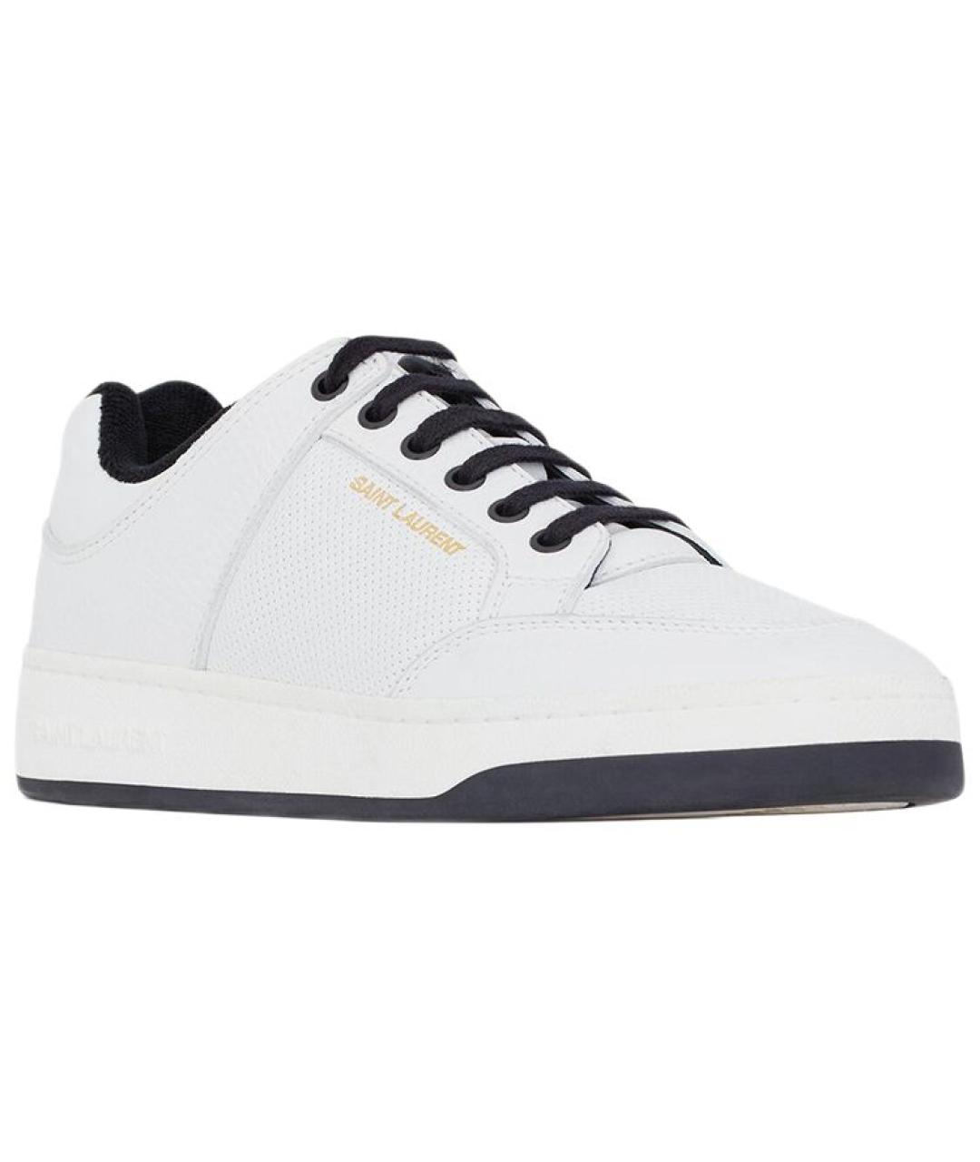 SAINT LAURENT Белые кожаные низкие кроссовки / кеды, фото 3