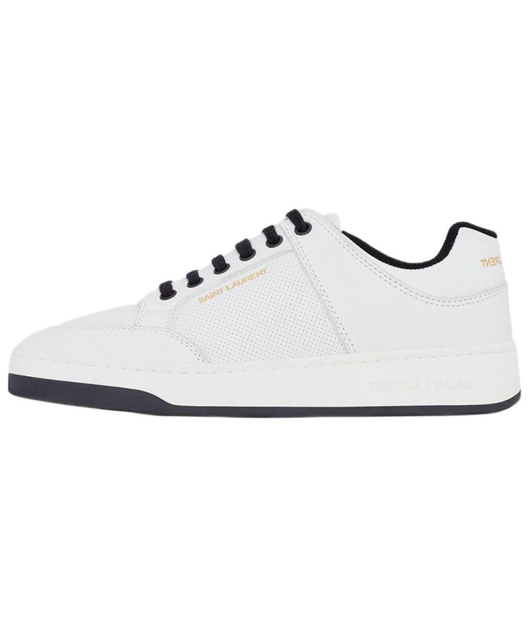 SAINT LAURENT Белые кожаные низкие кроссовки / кеды, фото 2