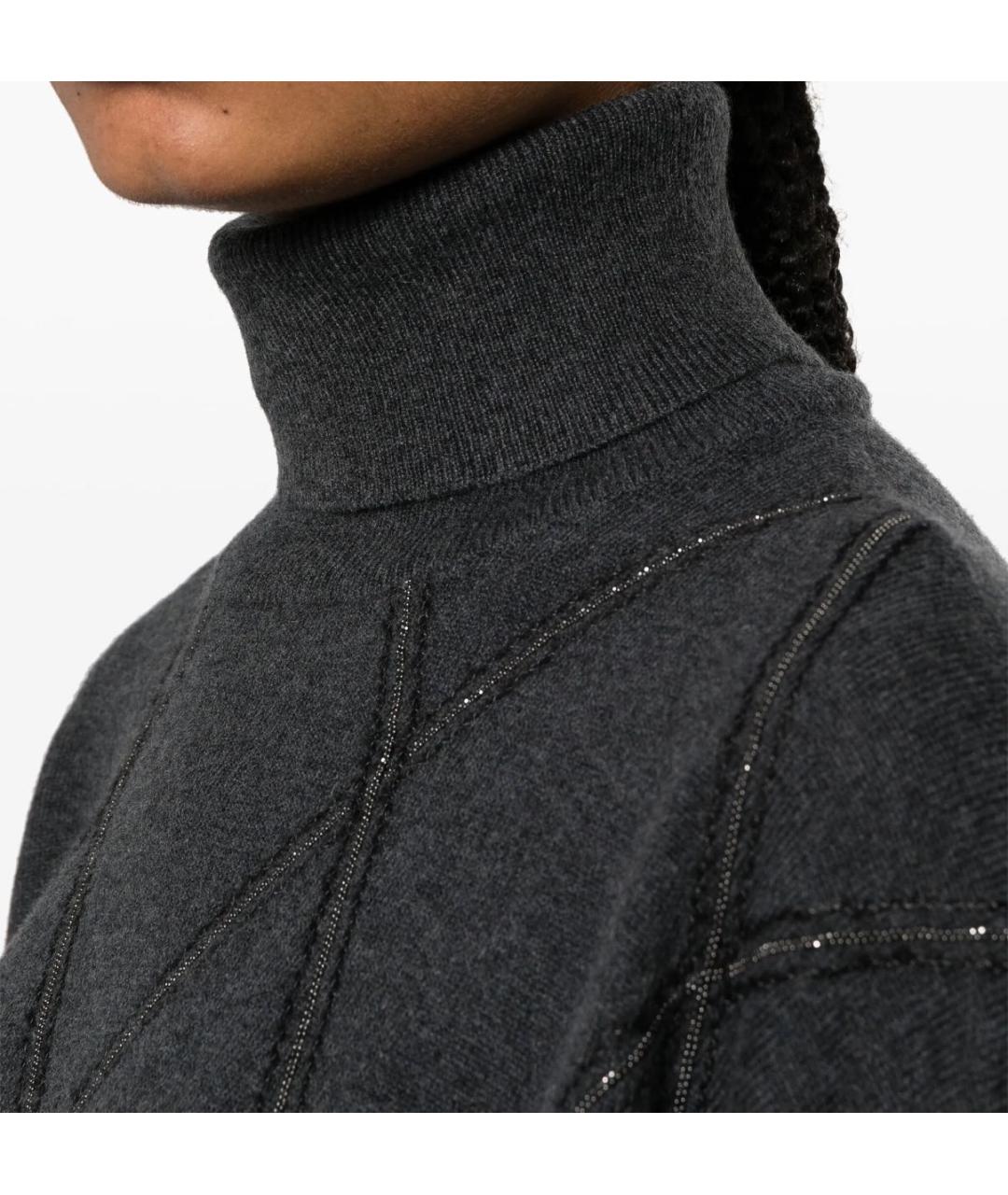 BRUNELLO CUCINELLI Антрацитовая кашемировая водолазка, фото 3