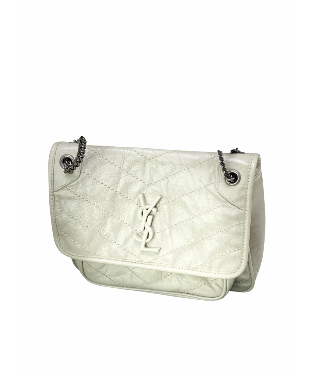 SAINT LAURENT Белая кожаная сумка через плечо, фото 1