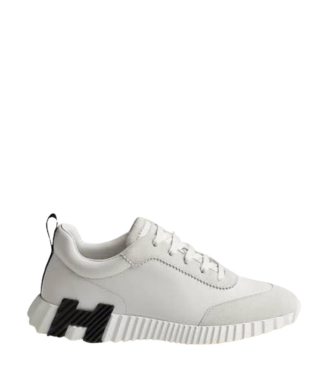 HERMES Белые кожаные кроссовки, фото 1