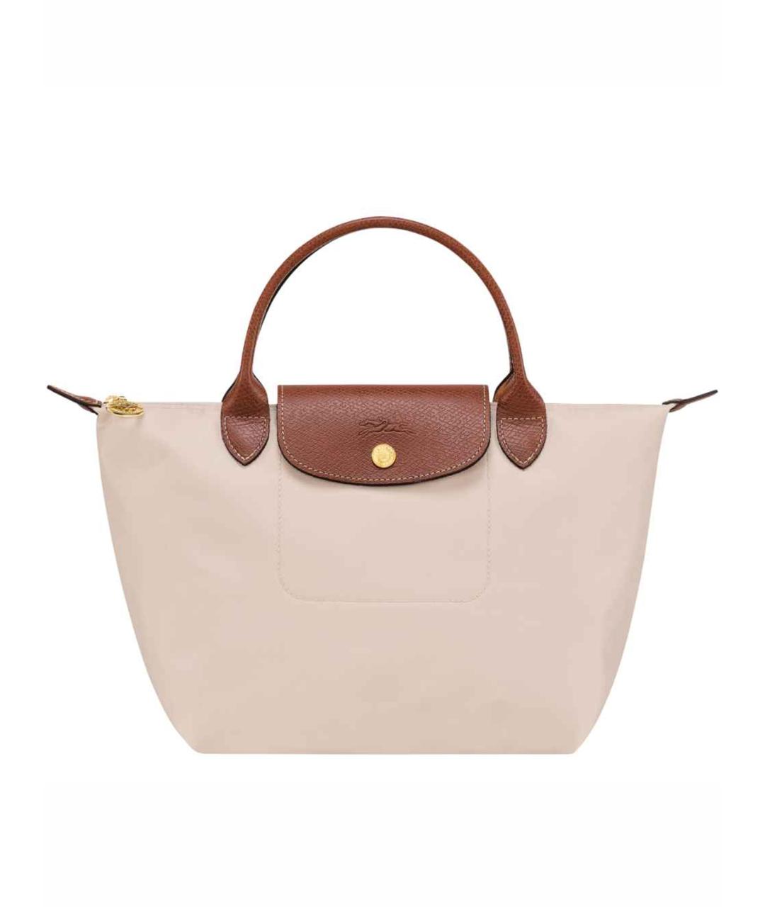 LONGCHAMP Бежевая тканевая сумка с короткими ручками, фото 1