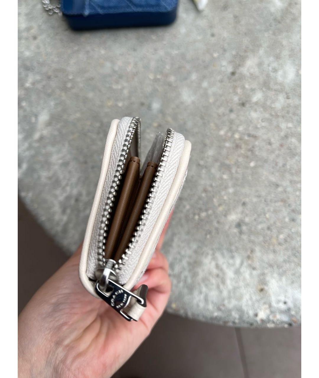 COACH Бежевый кожаный кошелек, фото 4