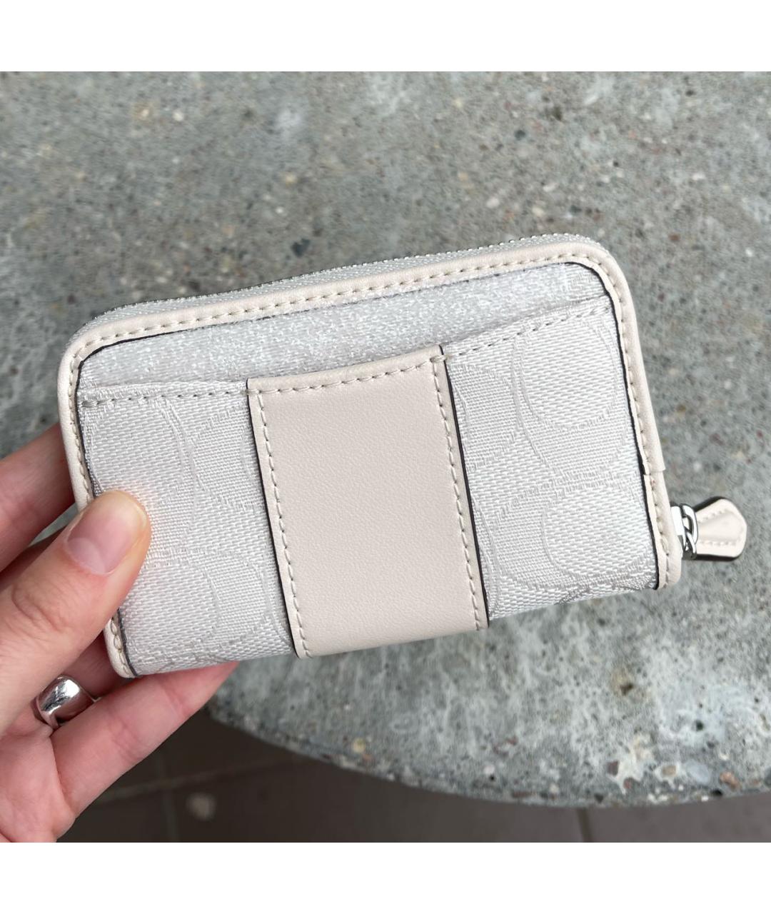 COACH Бежевый кожаный кошелек, фото 6