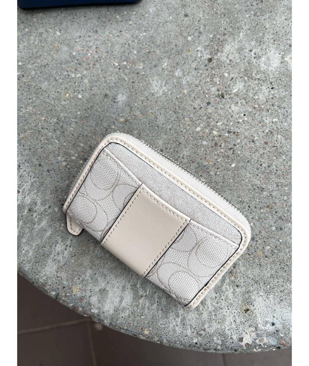 COACH Бежевый кожаный кошелек, фото 5