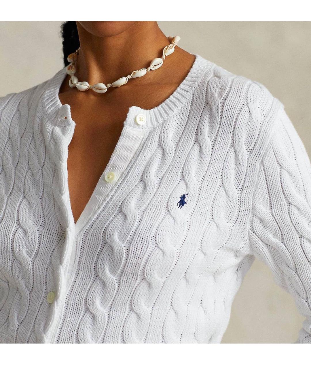 POLO RALPH LAUREN Белый хлопковый кардиган, фото 2