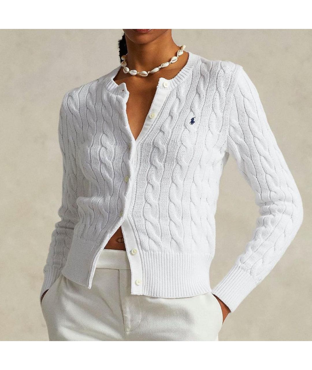 POLO RALPH LAUREN Белый хлопковый кардиган, фото 3
