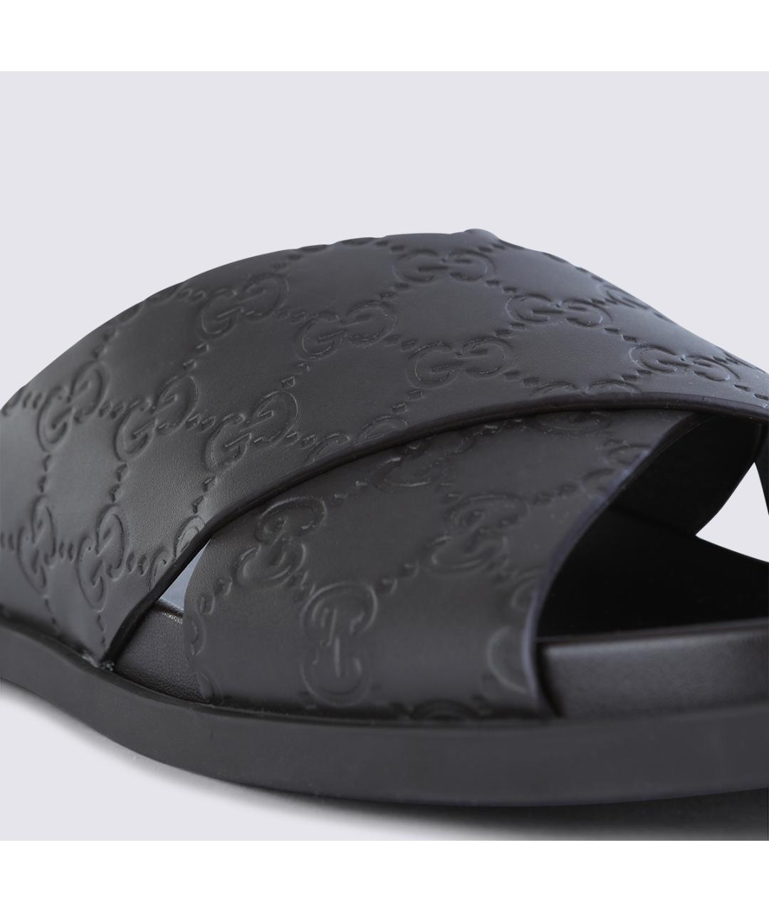GUCCI Коричневые кожаные шлепанцы, фото 4