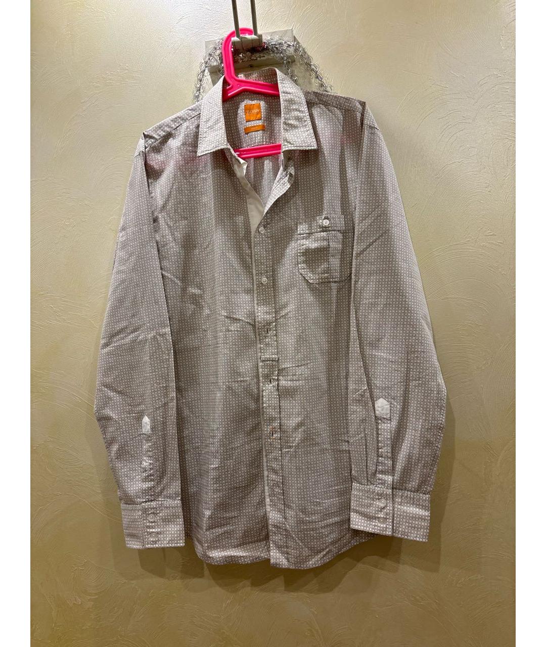 HUGO BOSS Бежевая хлопковая классическая рубашка, фото 8