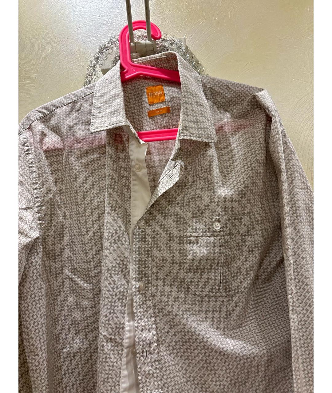 HUGO BOSS Бежевая хлопковая классическая рубашка, фото 7