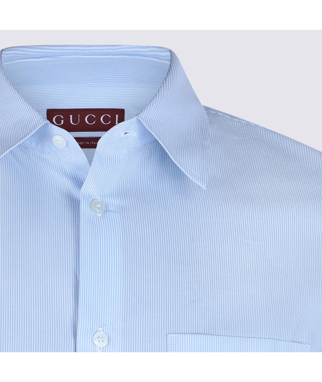 GUCCI Синяя хлопковая кэжуал рубашка, фото 3