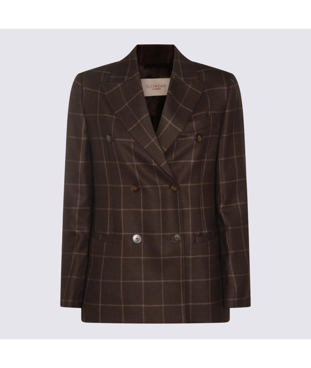 Montedoro Коричневый шерстяной жакет/пиджак, фото 5