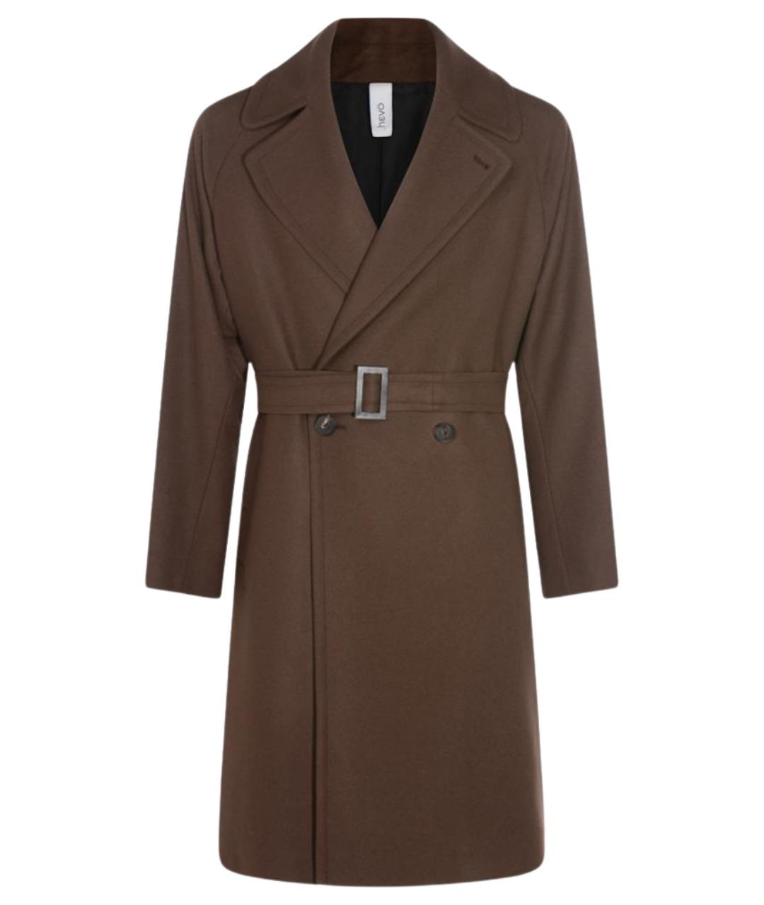HEVO Коричневое шерстяное пальто, фото 1
