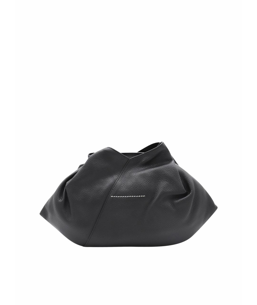 MM6 MAISON MARGIELA Черная кожаная сумка с короткими ручками, фото 1