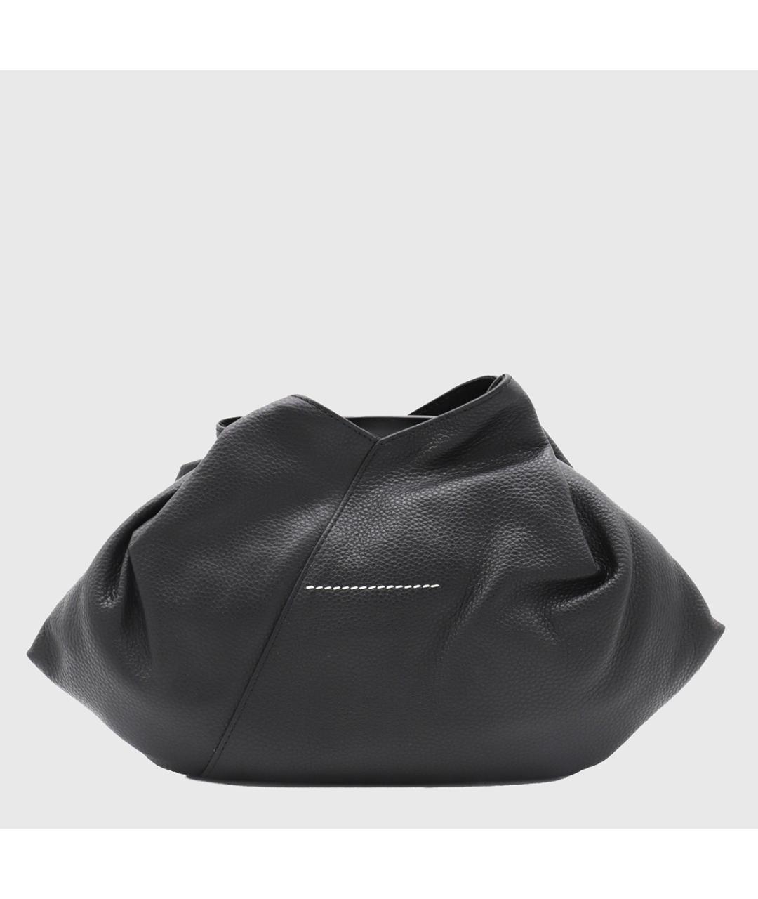 MM6 MAISON MARGIELA Черная кожаная сумка с короткими ручками, фото 3