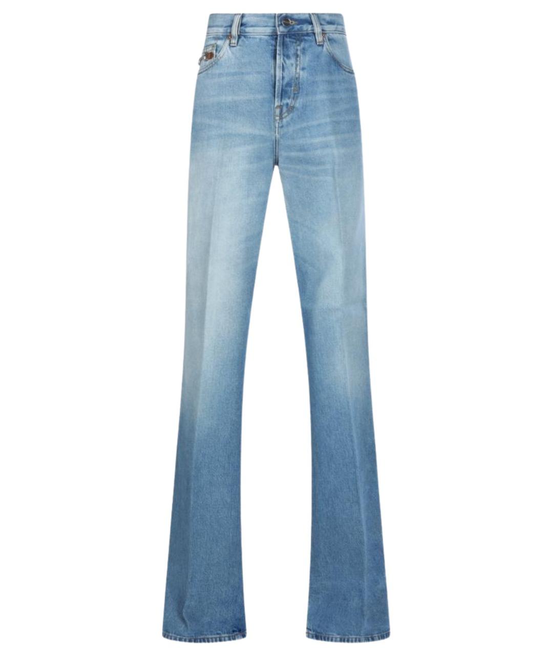 GUCCI Голубые хлопковые джинсы клеш, фото 1