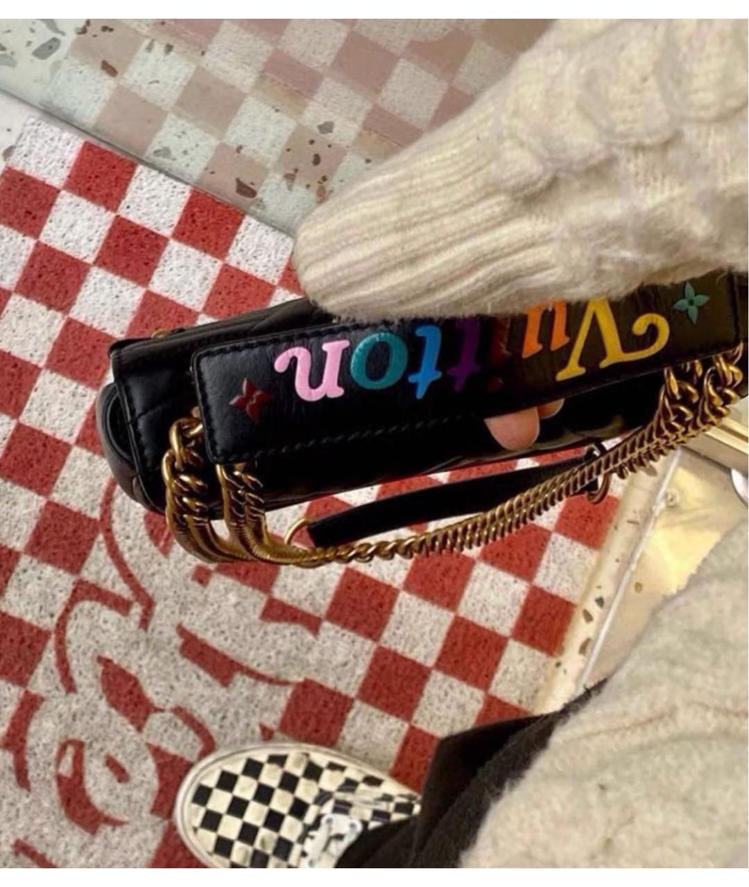 LOUIS VUITTON Черная кожаная сумка через плечо, фото 3