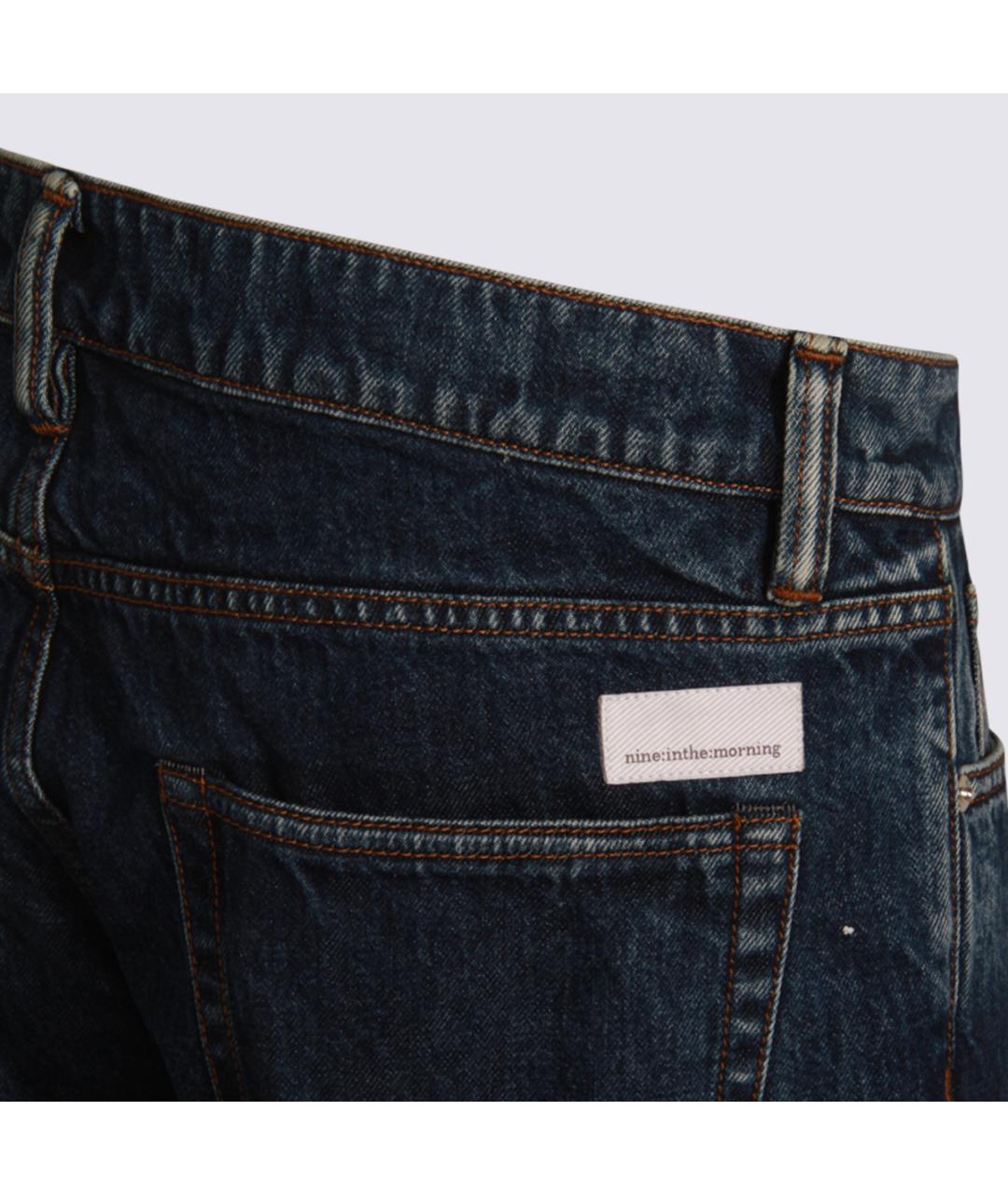NINE IN THE MORNING Синие хлопковые прямые джинсы, фото 4