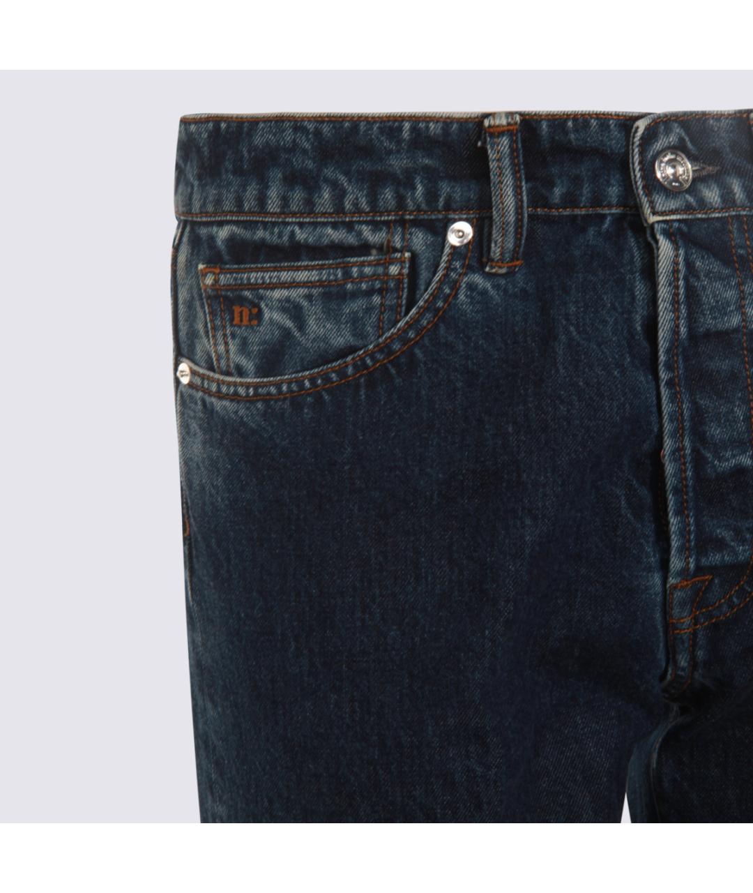 NINE IN THE MORNING Синие хлопковые прямые джинсы, фото 3