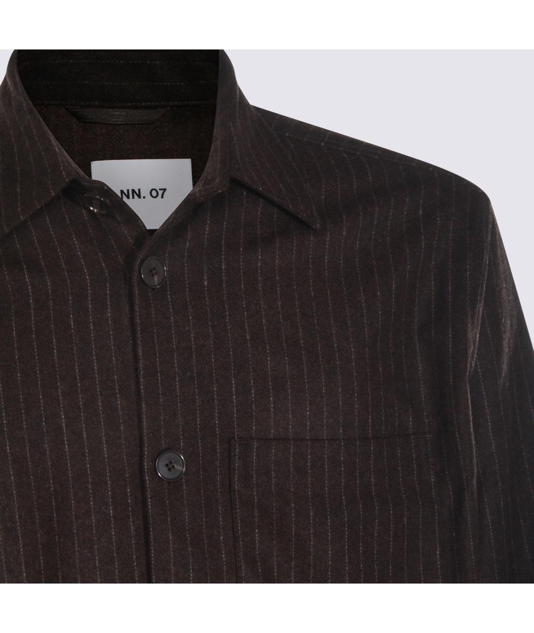 NN.07 Коричневая шерстяная кэжуал рубашка, фото 3