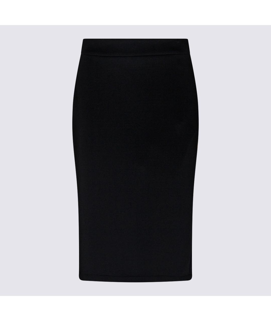 MONCLER Черная синтетическая юбка миди, фото 4