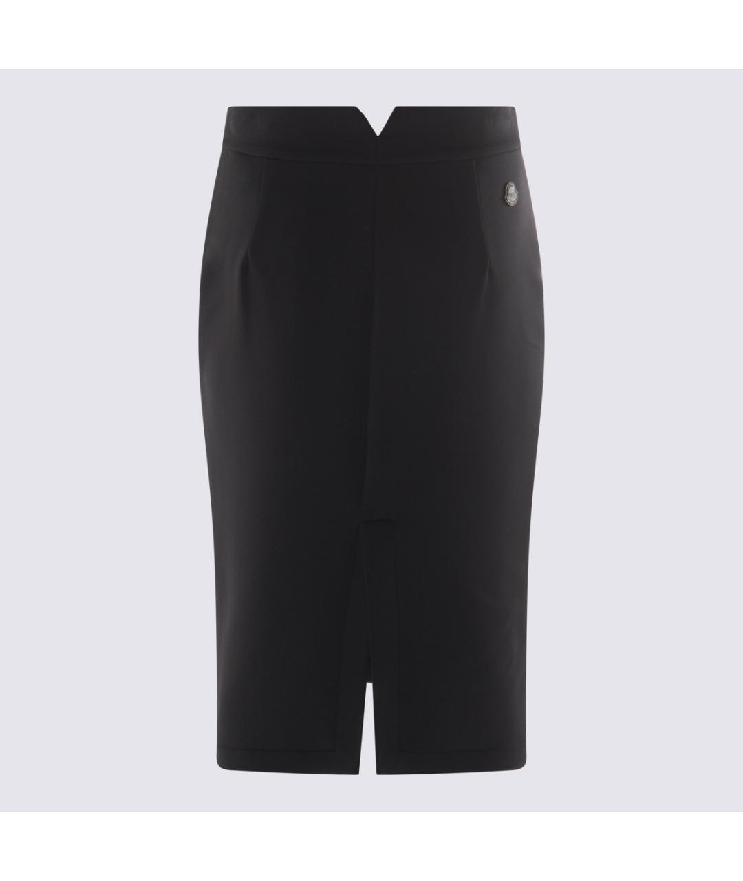 MONCLER Черная синтетическая юбка миди, фото 2