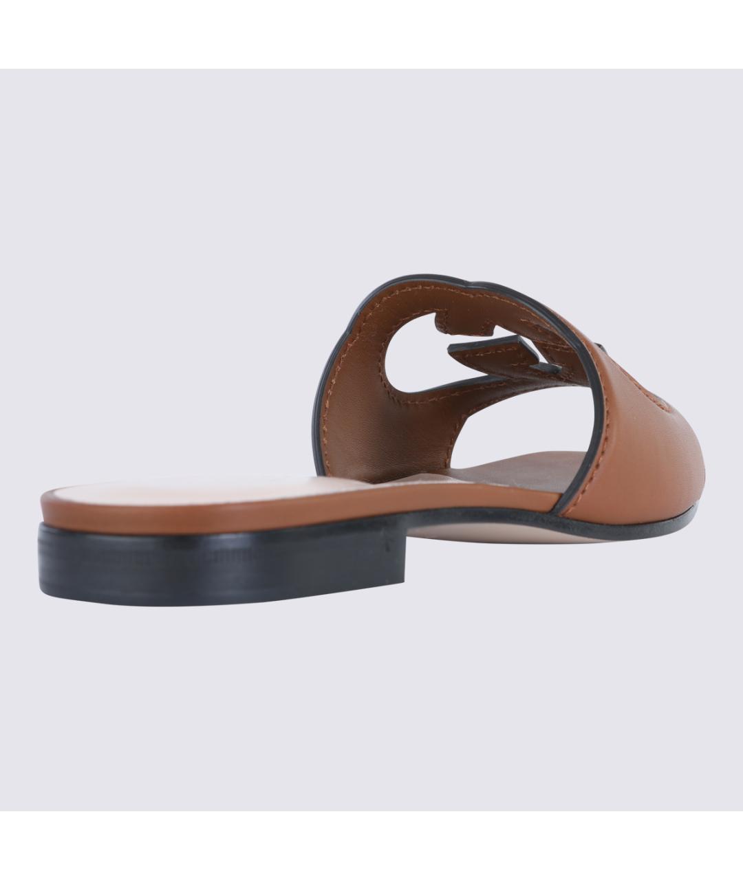 GUCCI Коричневые кожаные шлепанцы, фото 2