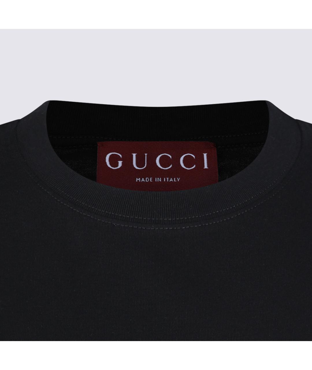 GUCCI Черная хлопковая футболка, фото 3